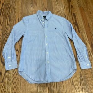 Boys blue and white striped button down. Excellent condition.